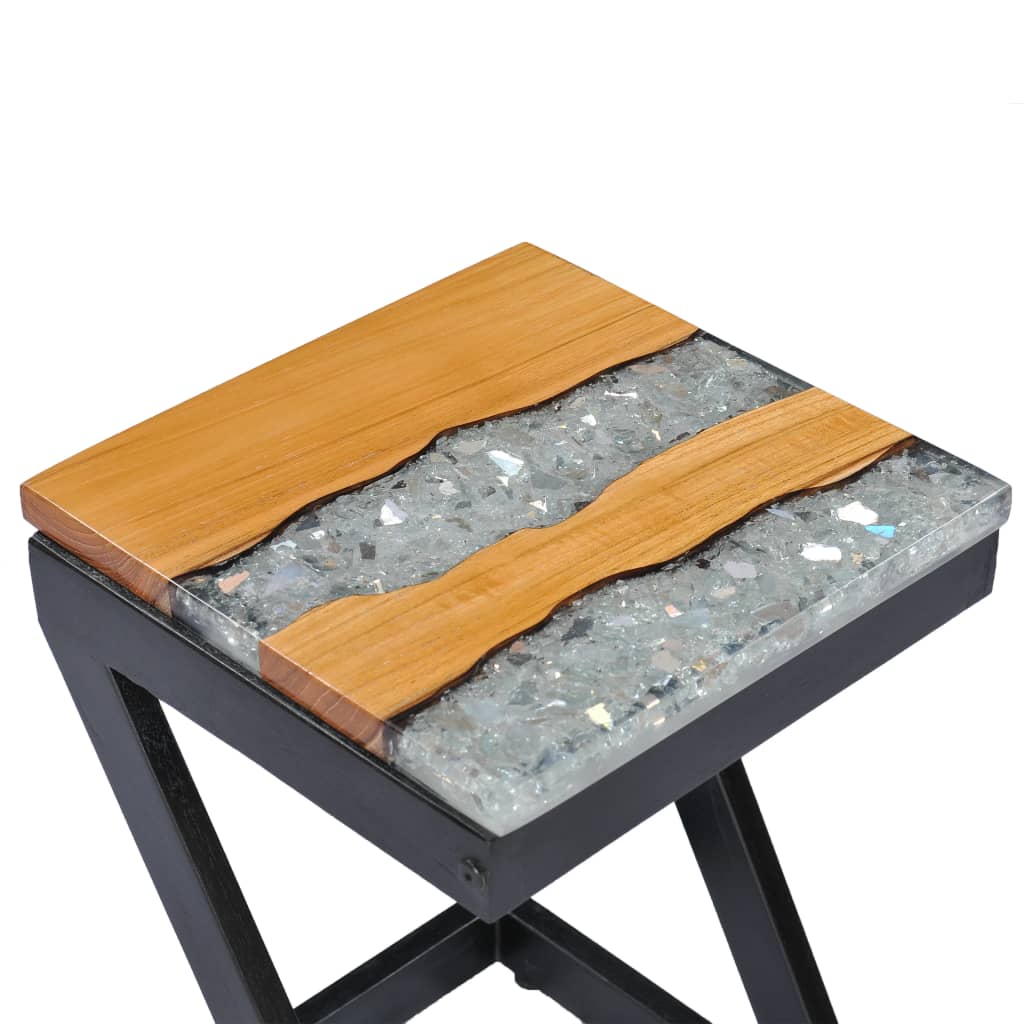 Coffee table, 30x30x50cm, teak and synthetic resin