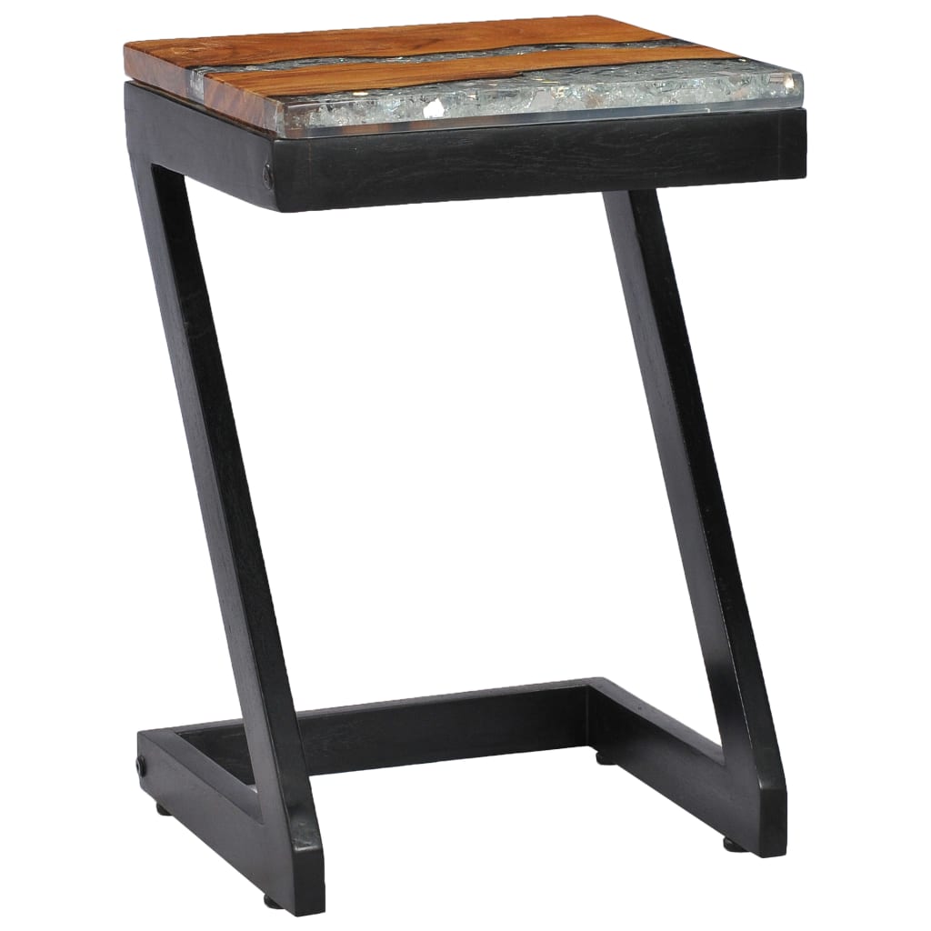 Coffee table, 30x30x50cm, teak and synthetic resin