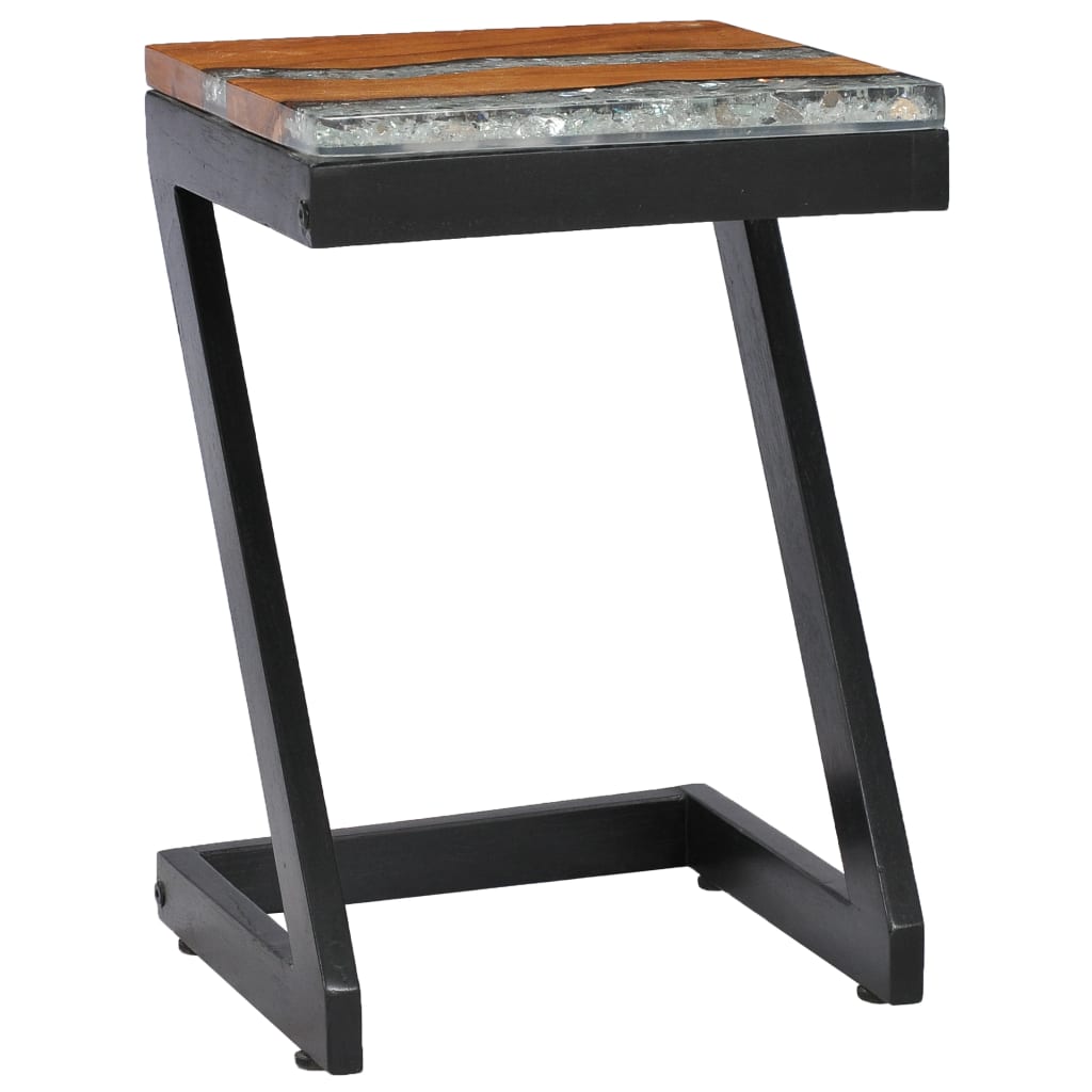 Coffee table, 30x30x50cm, teak and synthetic resin