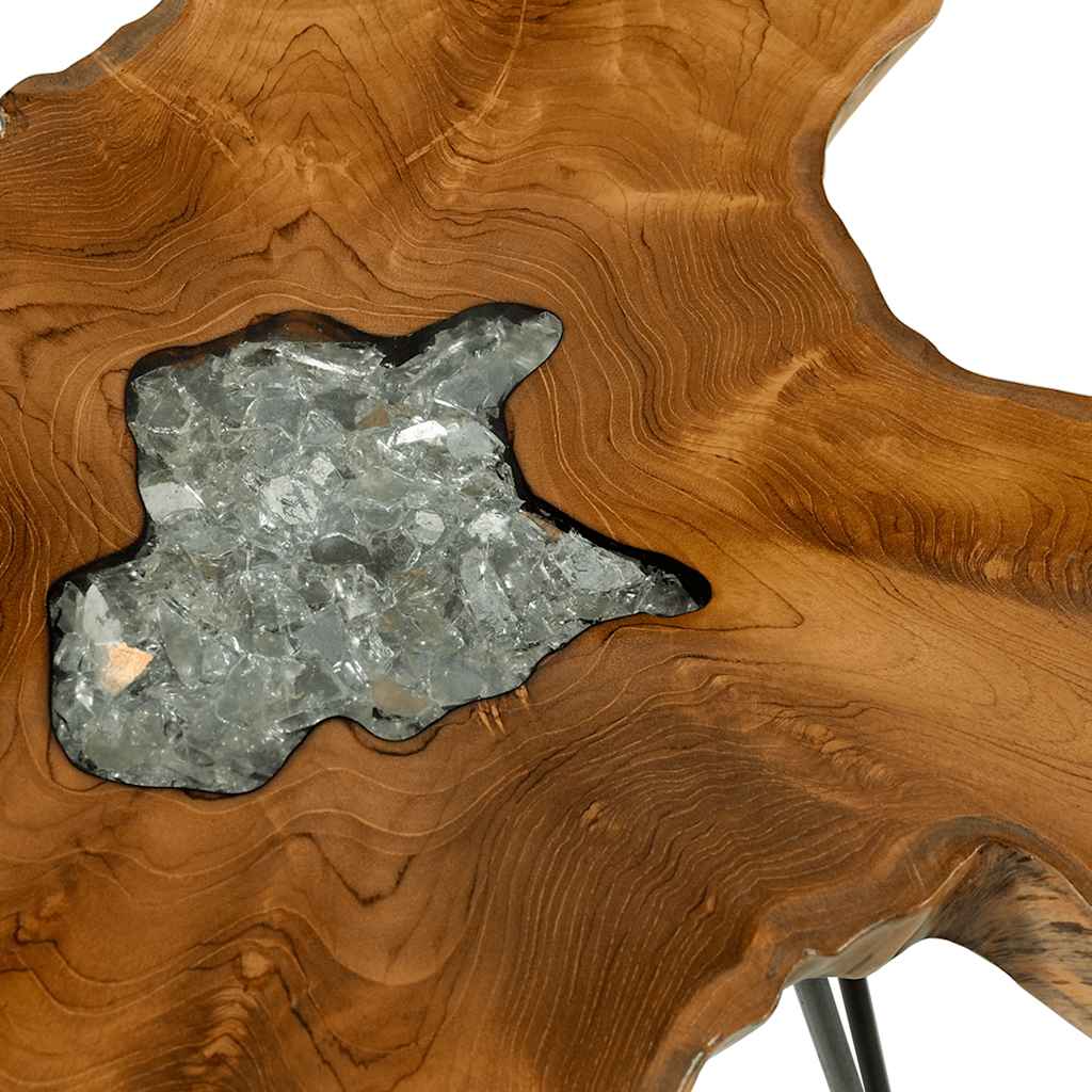 Coffee table, 70x45cm, solid teak and synthetic resin