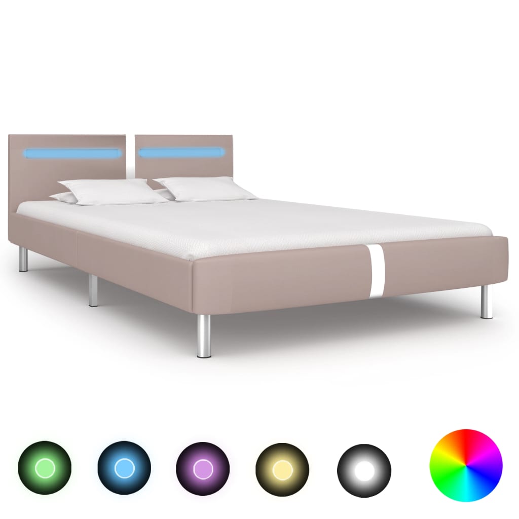Lovos rėmas su LED be čiužinio Cappuccino 135x190 cm