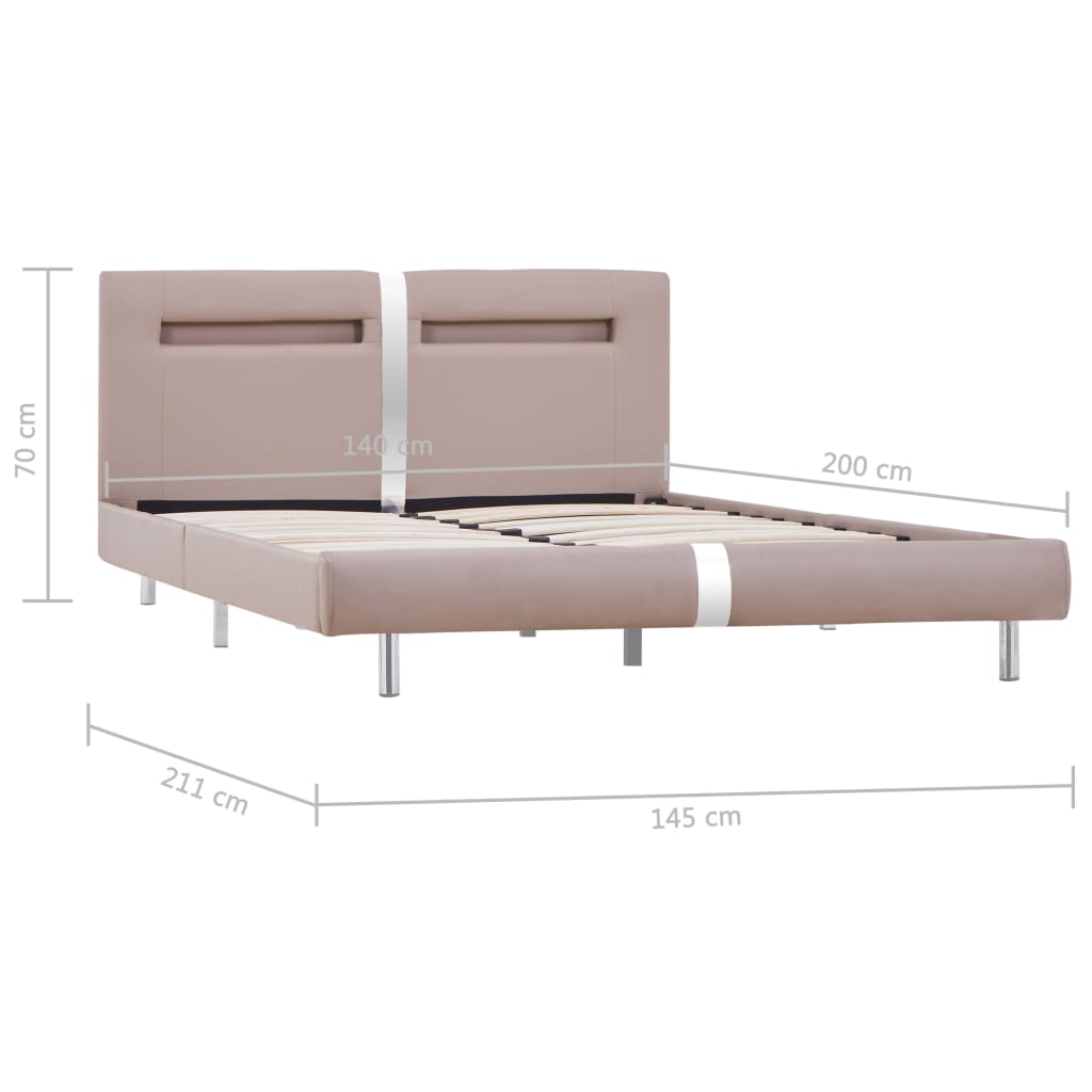 Lovos rėmas su LED be čiužinio Cappuccino 135x190 cm