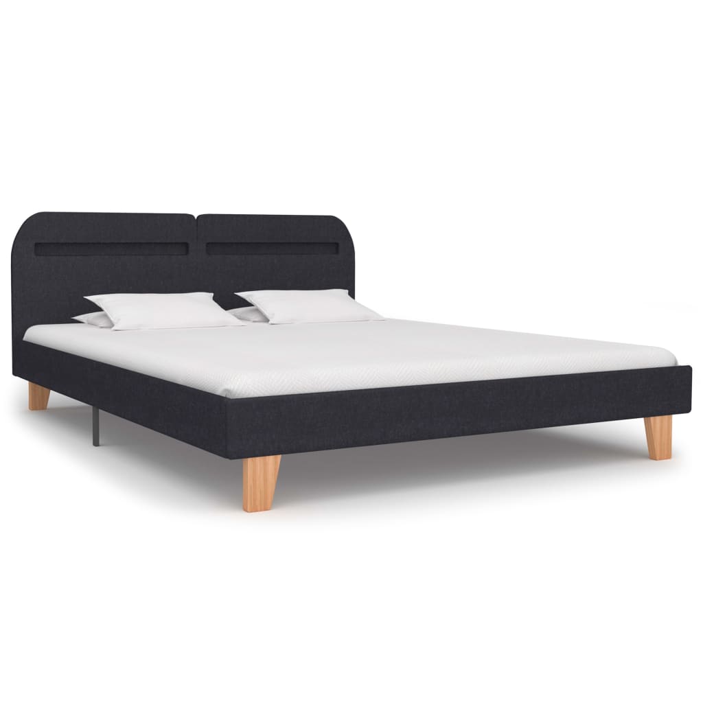 LED bed frame without mattress Dark grey fabric 150x200cm