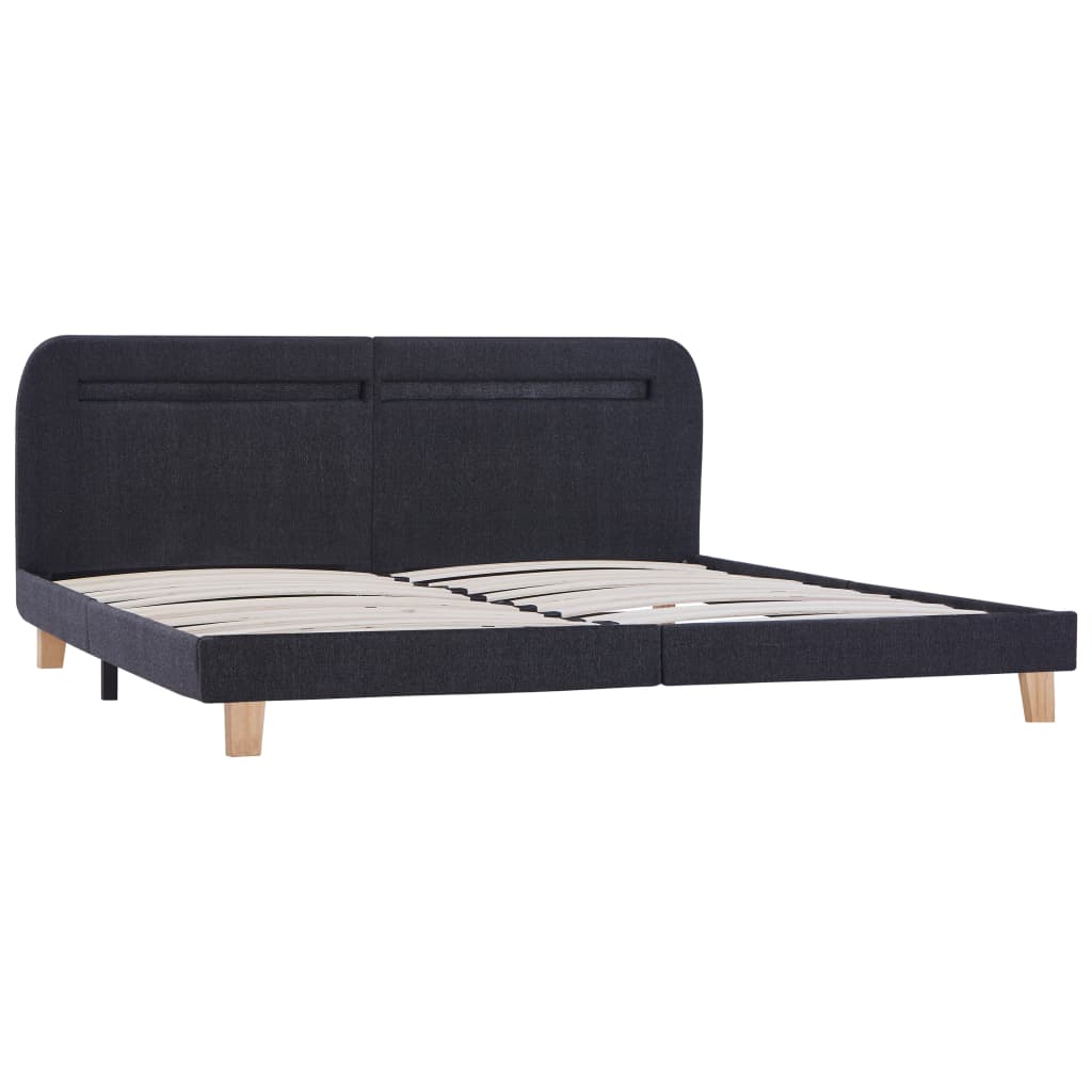 LED bed frame without mattress Dark grey fabric 150x200cm