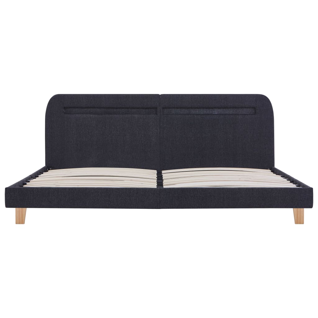 LED bed frame without mattress Dark grey fabric 150x200cm