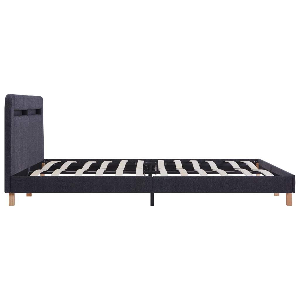 LED bed frame without mattress Dark grey fabric 150x200cm