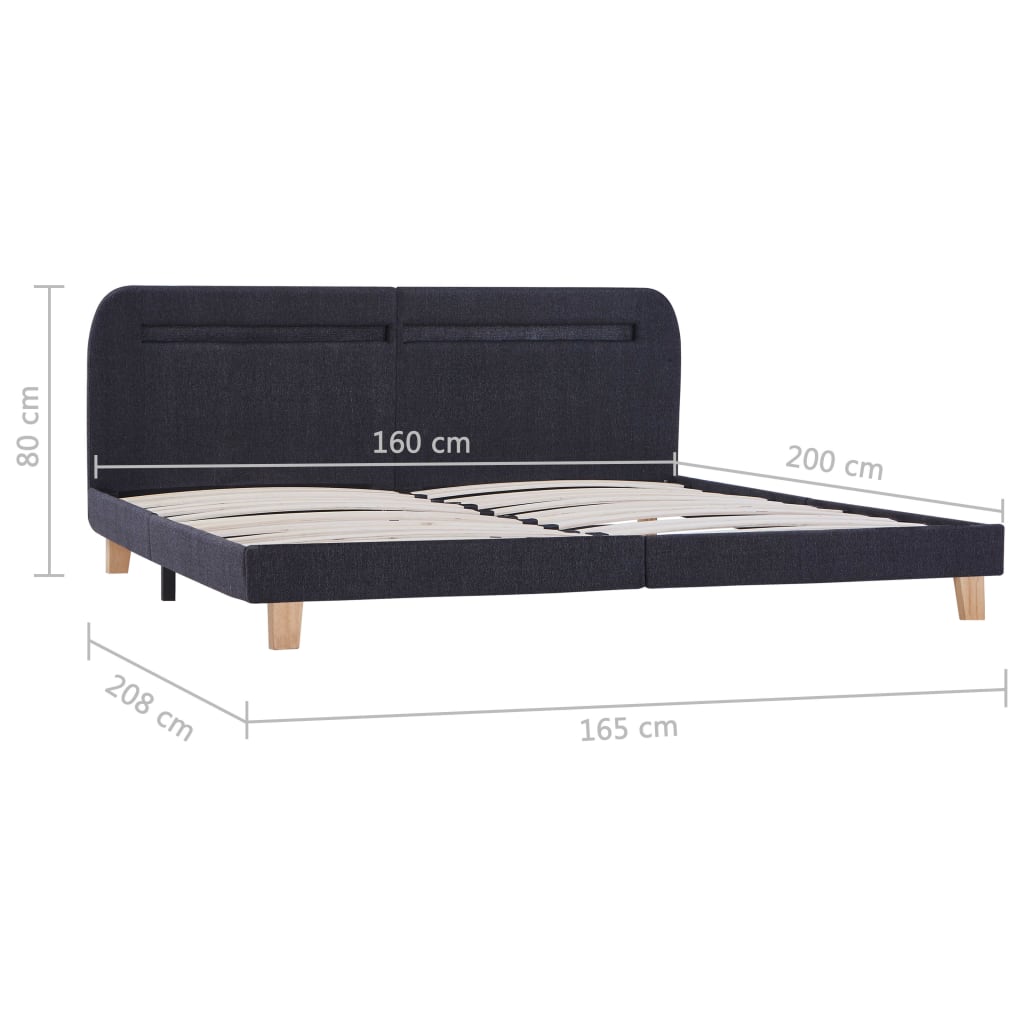 LED bed frame without mattress Dark grey fabric 150x200cm