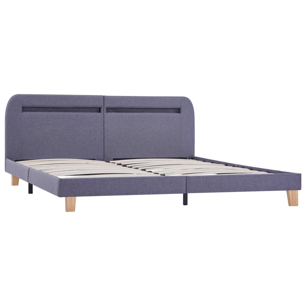 LED bed frame without mattress, light grey, 150x200cm