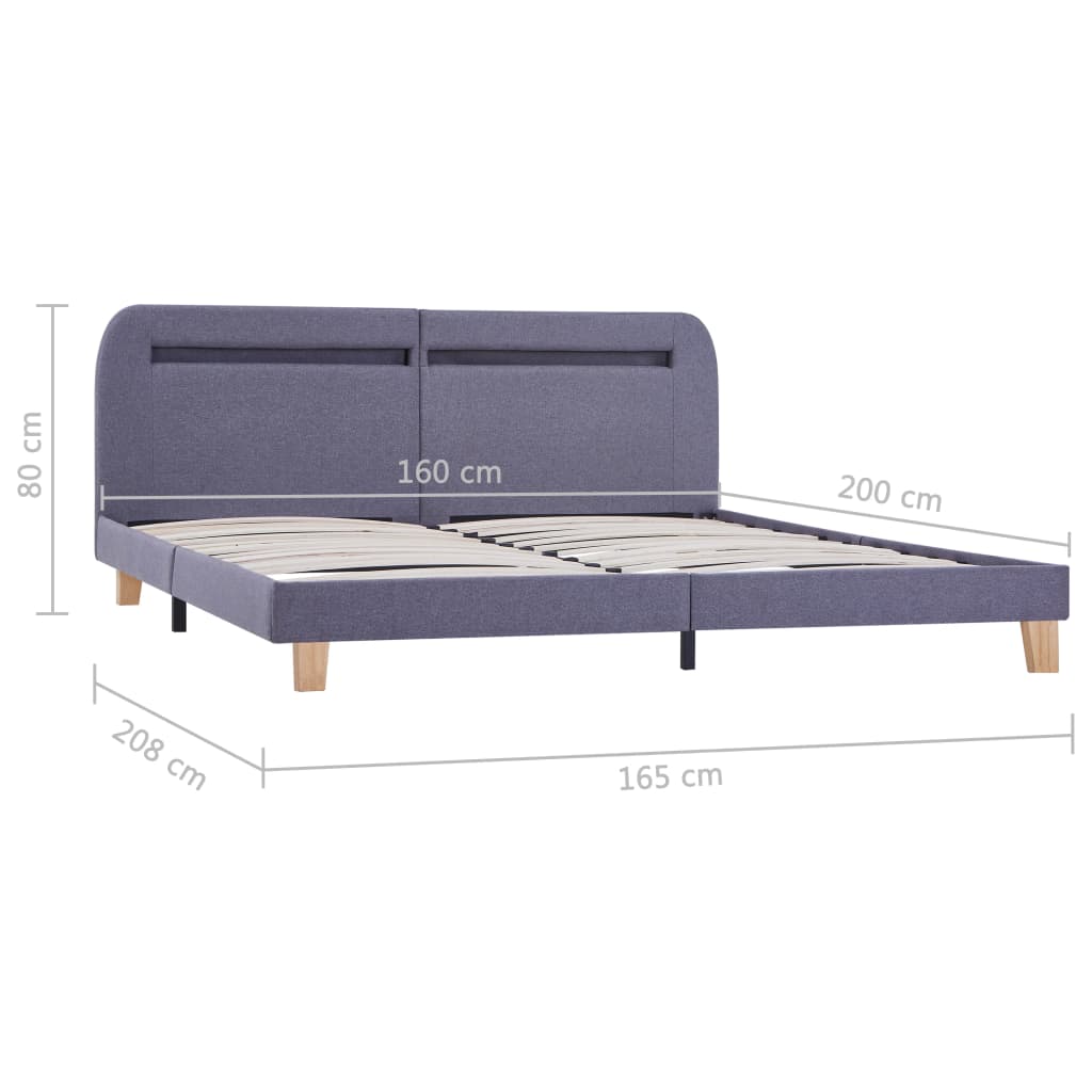 LED bed frame without mattress, light grey, 150x200cm