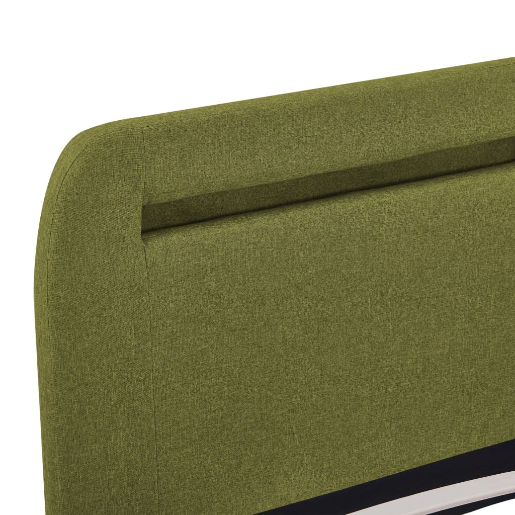 LED bed frame without mattress, green, fabric, 150x200cm