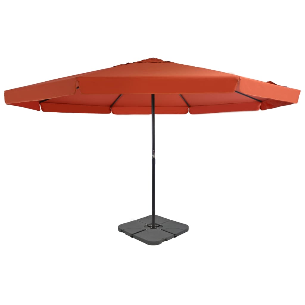 Garden parasol with portable base, terracotta