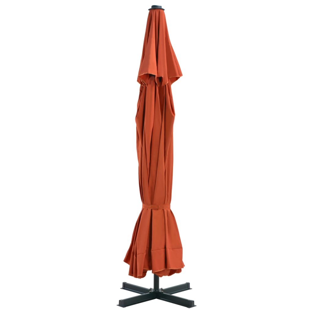Garden parasol with portable base, terracotta