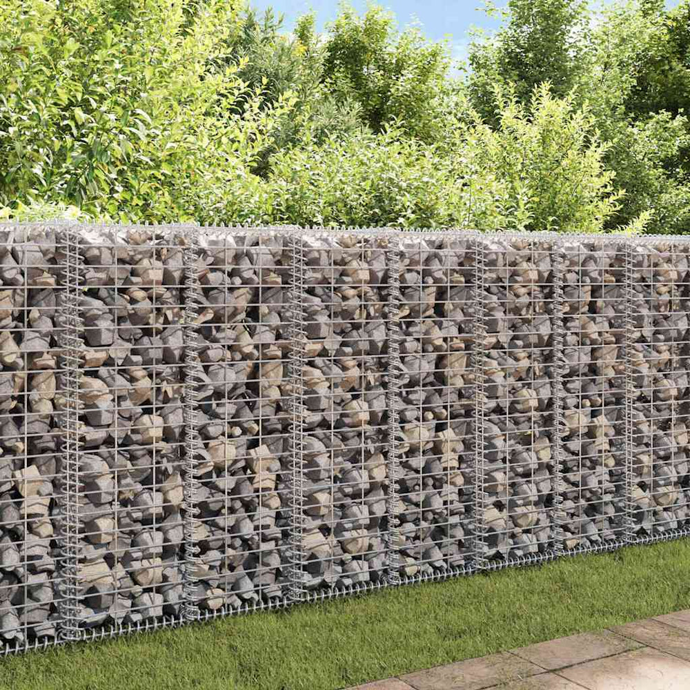 Gabion wall with lid, galvanized steel, 20x20x100cm