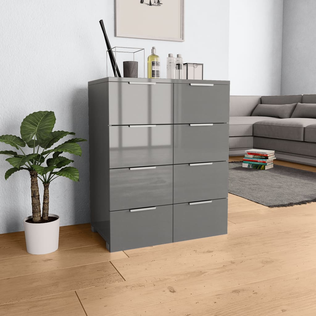 Sideboard, grey, 60x35x80cm, engineered wood, high gloss