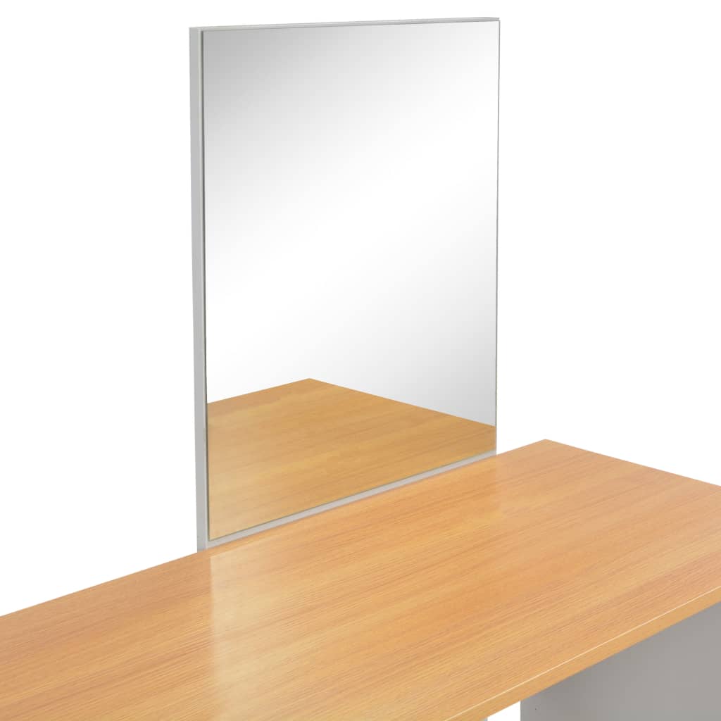 Dressing table with mirror and stool, grey, 104x45x131cm