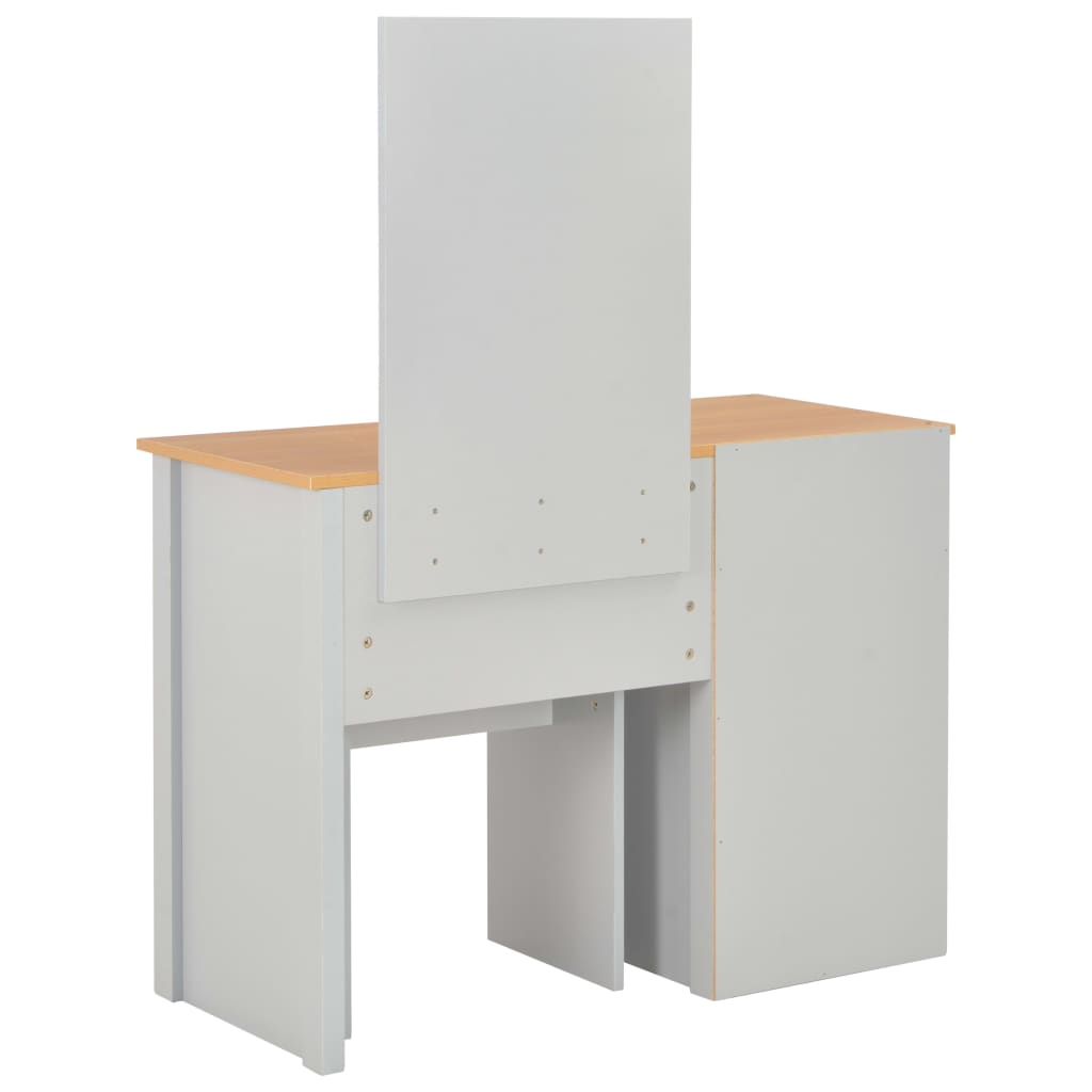 Dressing table with mirror and stool, grey, 104x45x131cm