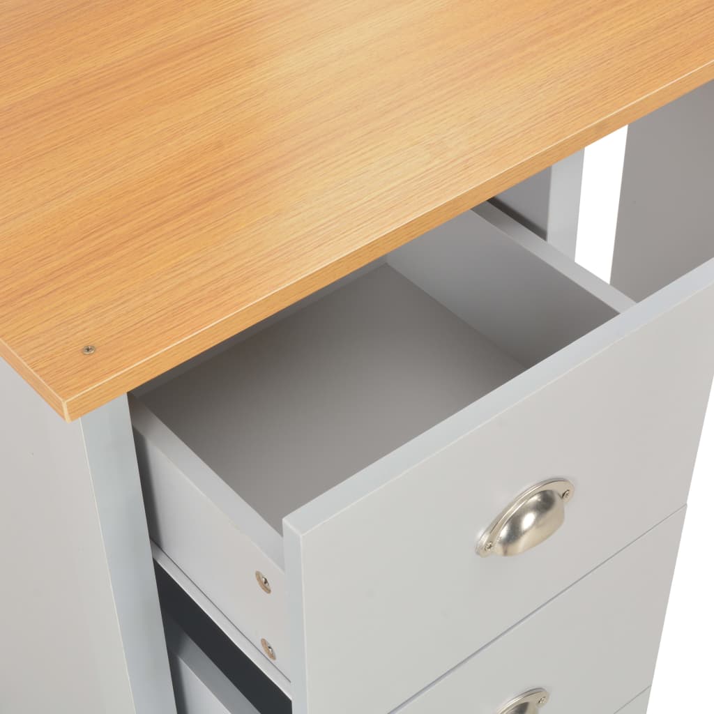Dressing table with mirror and stool, grey, 104x45x131cm