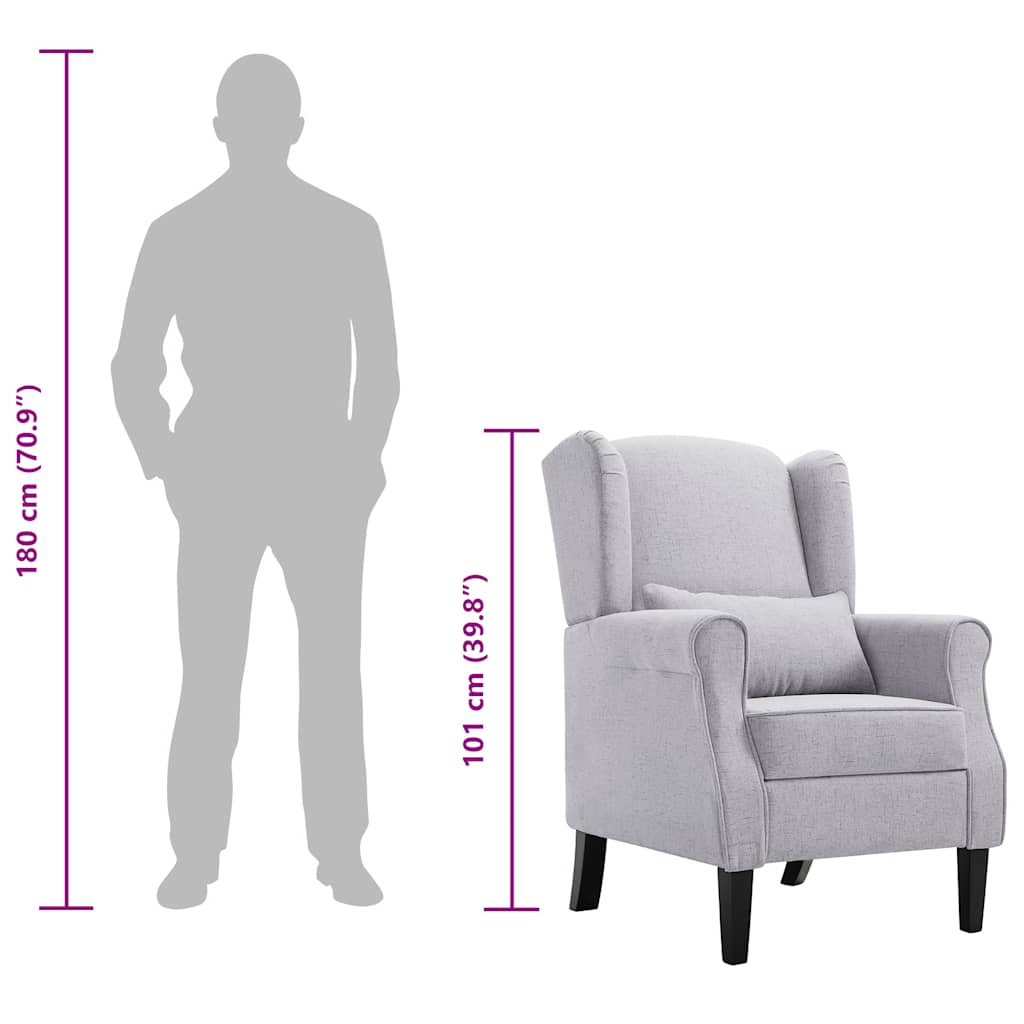 Armchair, light grey, fabric