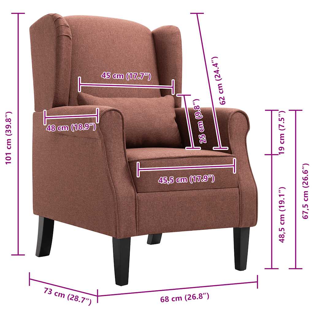 Armchair, brown, fabric