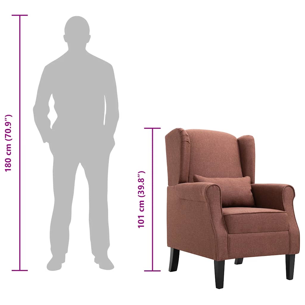 Armchair, brown, fabric