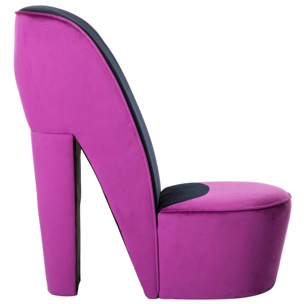 High heel chair, purple, velvet