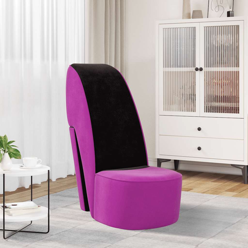 Aukštakulnio formos kėdė, violetinės spalvos, aksomas