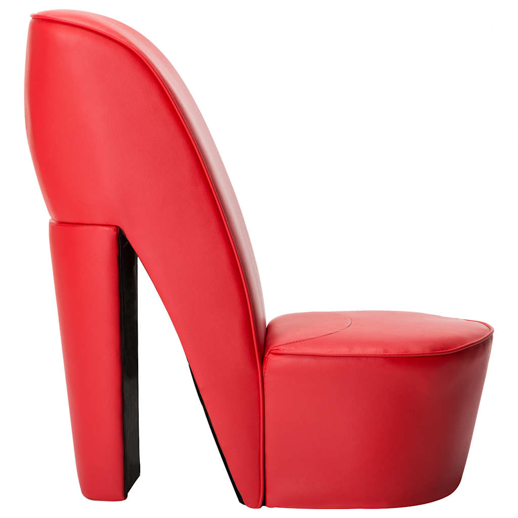 High heel shaped chair, red color, artificial leather