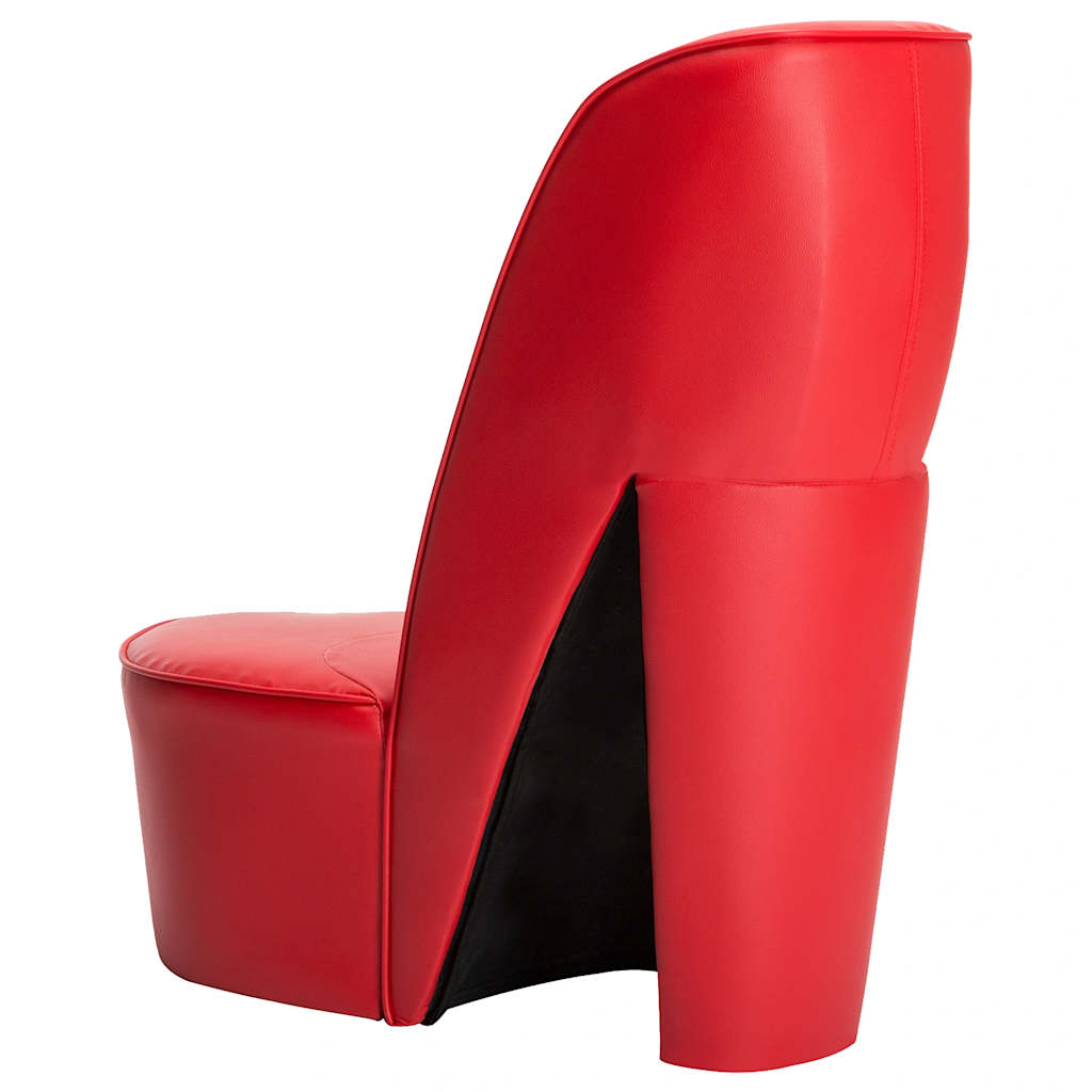 High heel shaped chair, red color, artificial leather