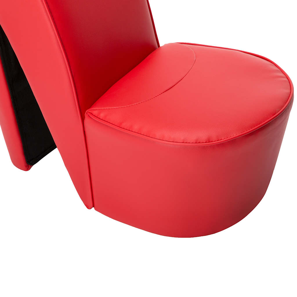 High heel shaped chair, red color, artificial leather