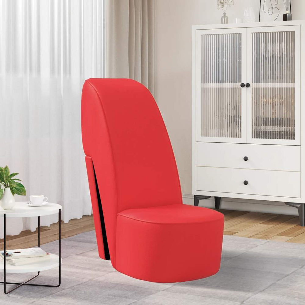 High heel shaped chair, red color, artificial leather
