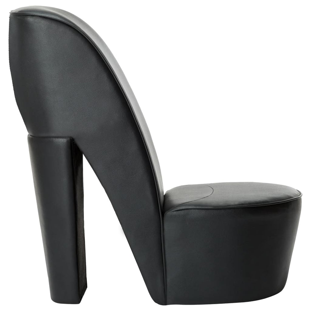 High heel-shaped chair, black, faux leather