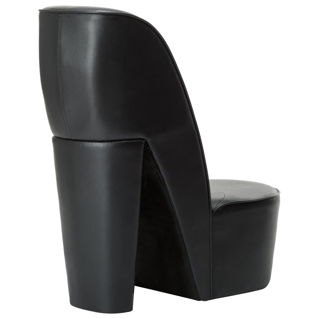 High heel-shaped chair, black, faux leather