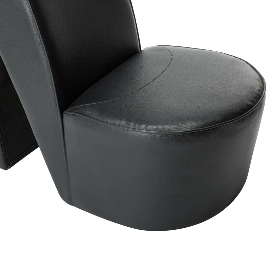 High heel-shaped chair, black, faux leather