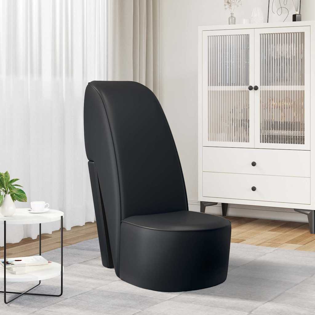High heel-shaped chair, black, faux leather