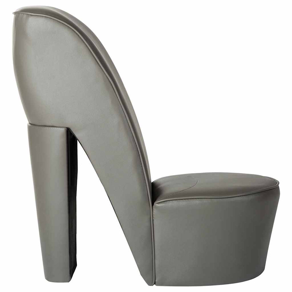 High heel-shaped chair, gray, faux leather