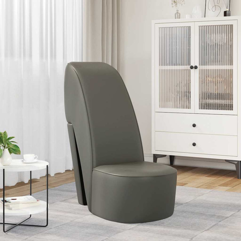 High heel-shaped chair, gray, faux leather