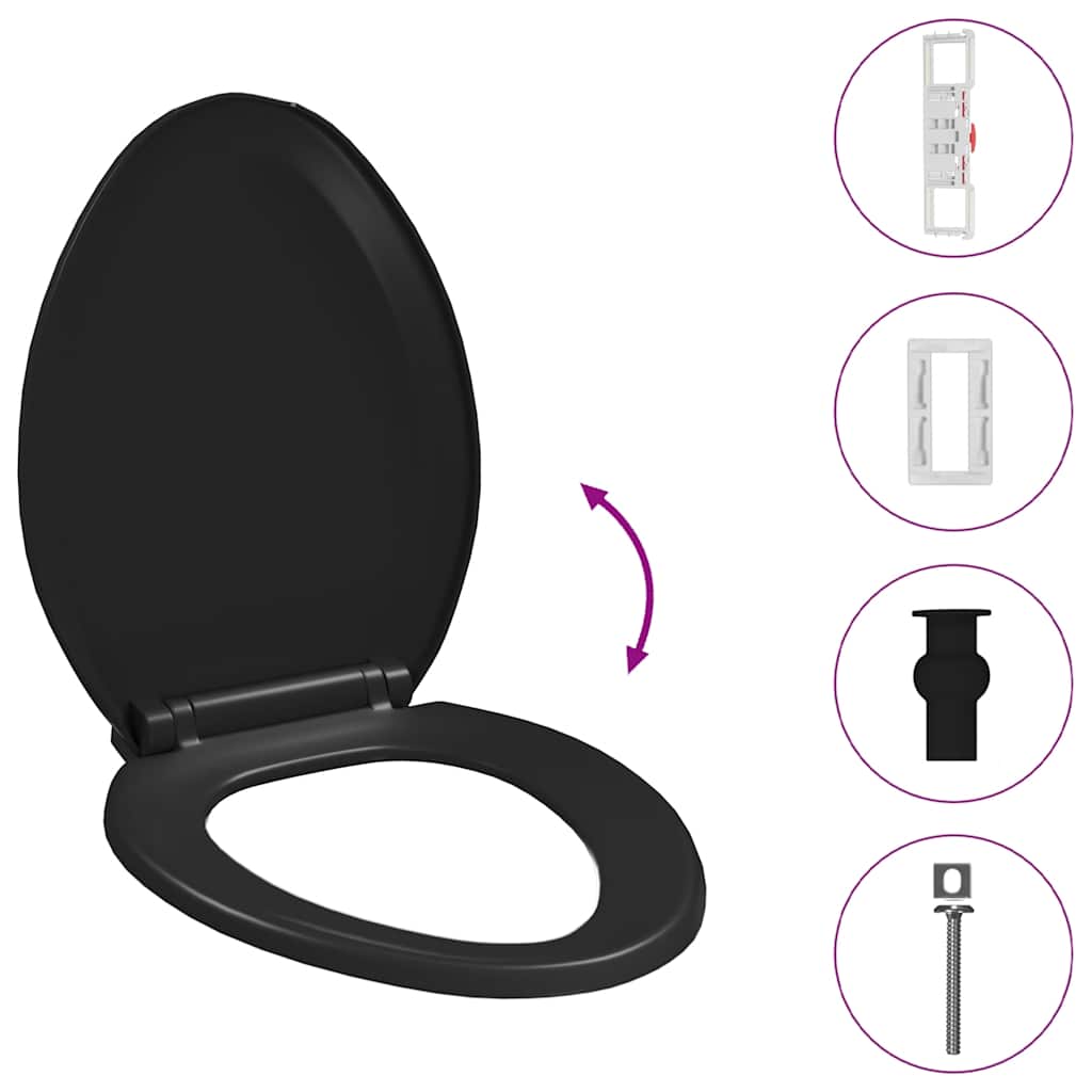 Klozeto sėdynė su Soft-close mechanizmu, juoda