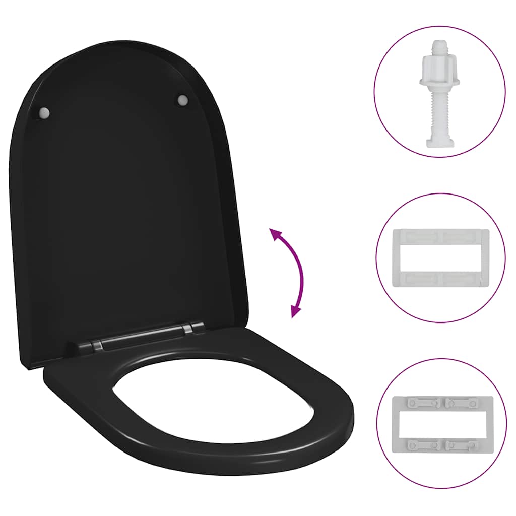Klozeto sėdynė su Soft-close mechanizmu, juoda