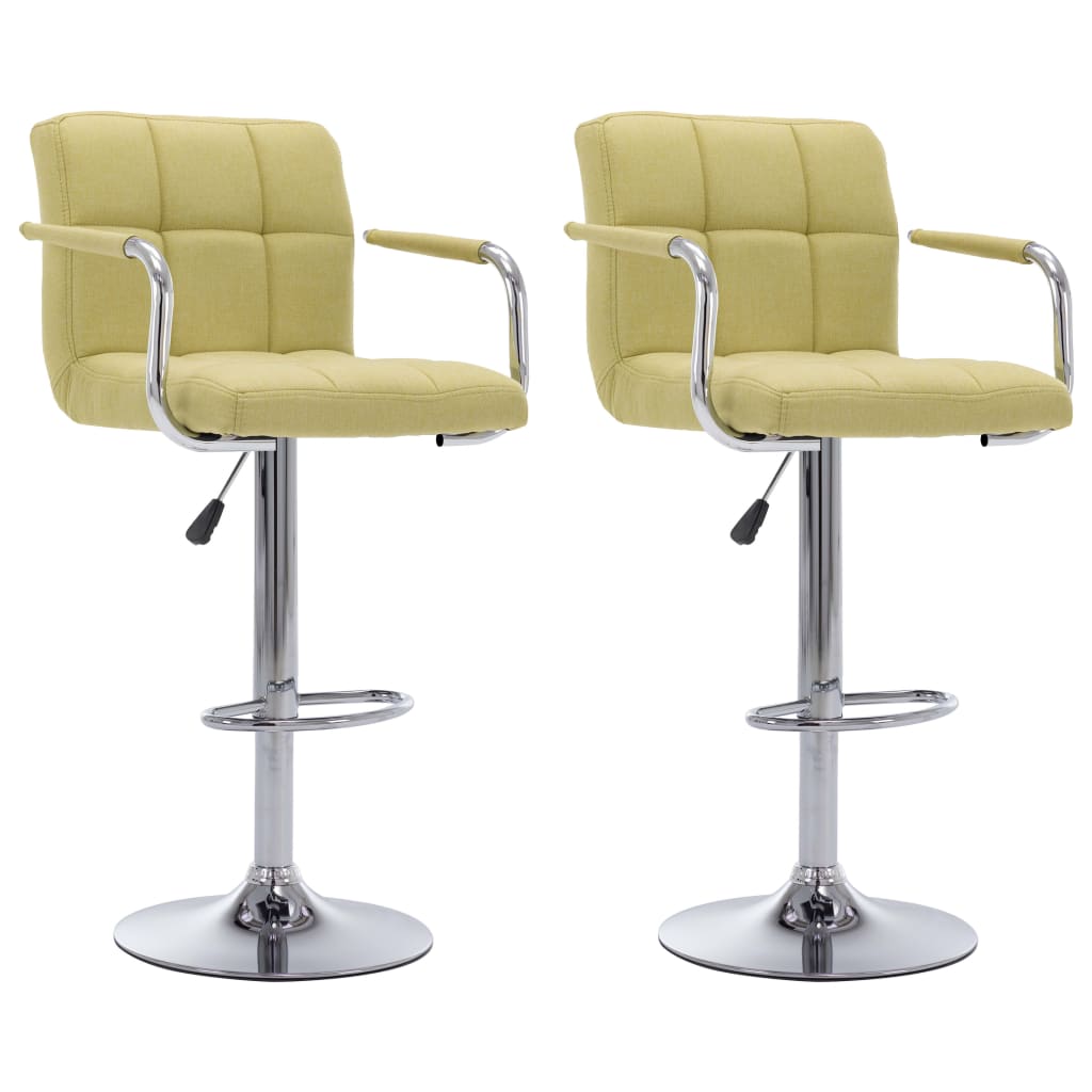Bar stools, 2 pcs., green, fabric