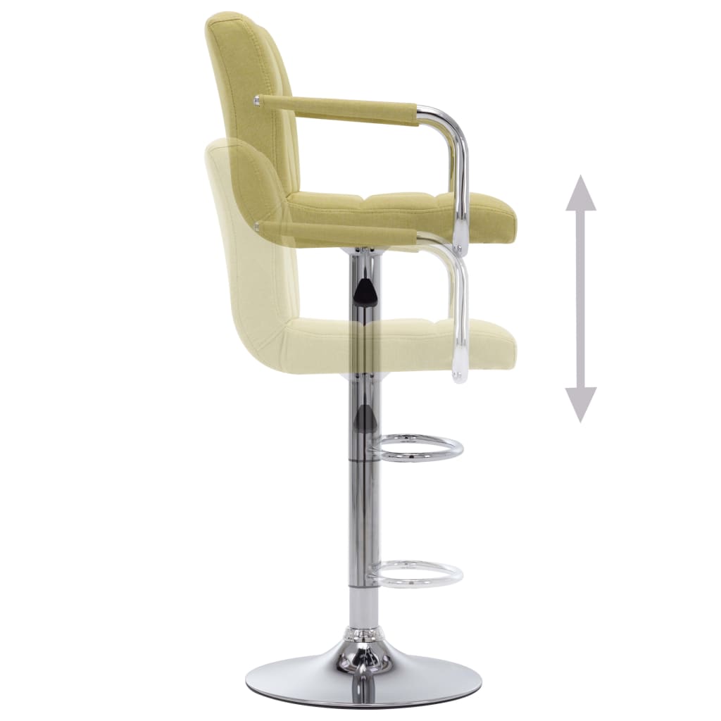 Bar stools, 2 pcs., green, fabric