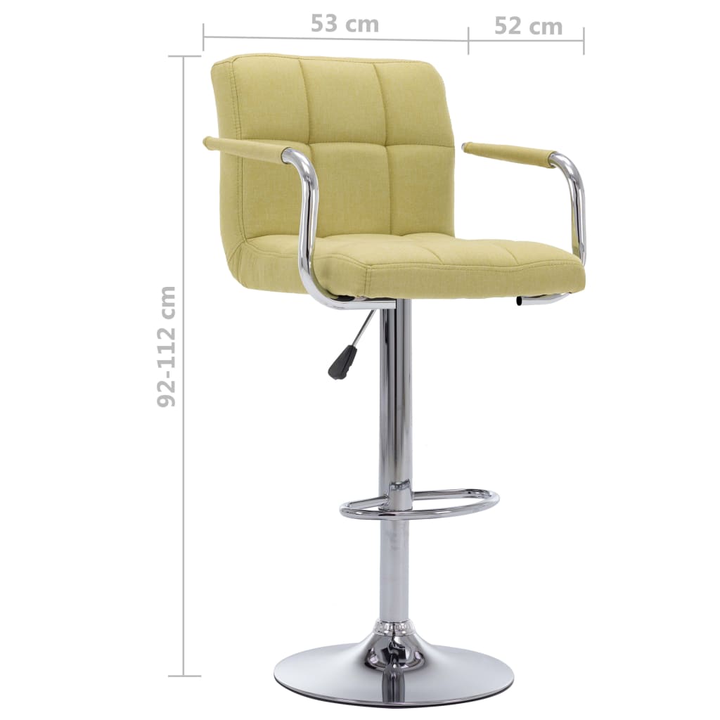 Bar stools, 2 pcs., green, fabric