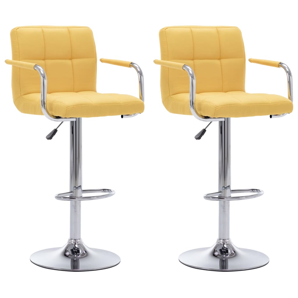 Bar stools, 2 pcs., yellow, fabric