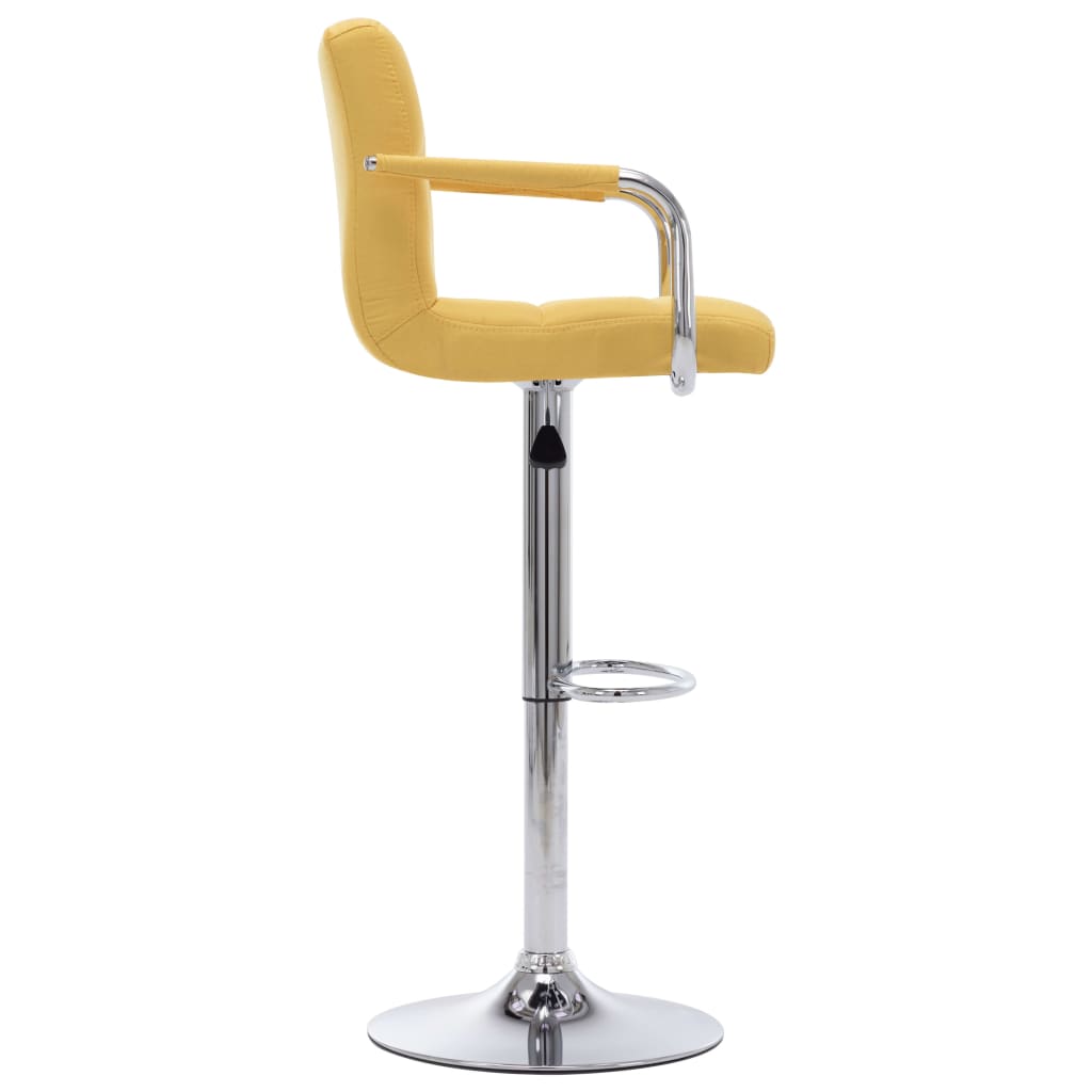 Bar stools, 2 pcs., yellow, fabric