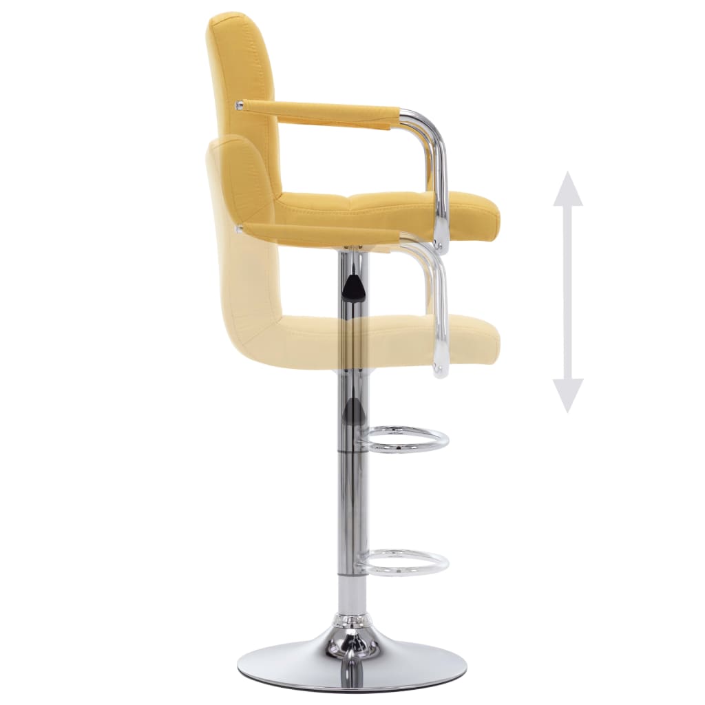 Bar stools, 2 pcs., yellow, fabric