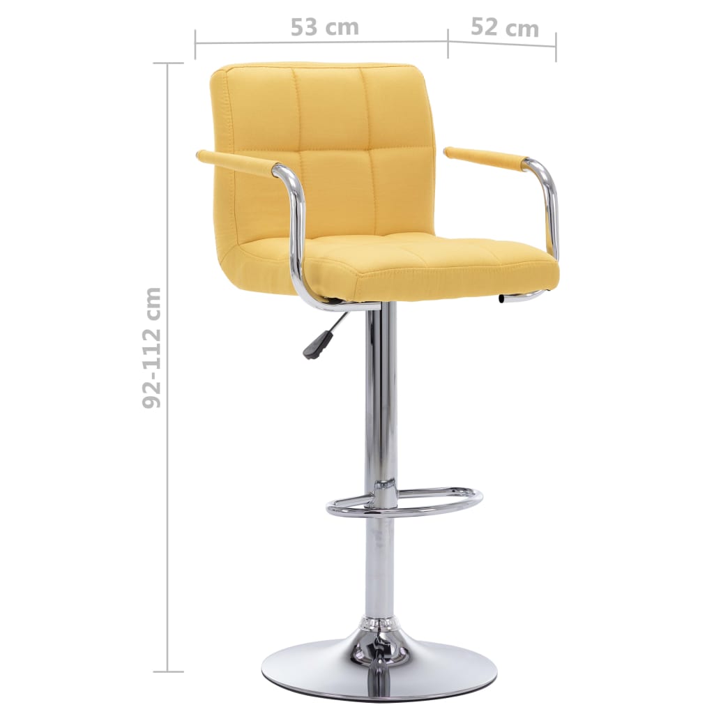 Bar stools, 2 pcs., yellow, fabric