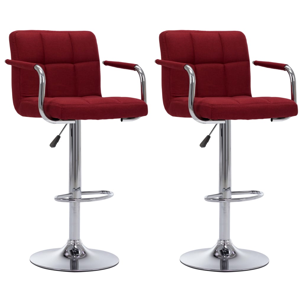 Bar stools, 2 pcs., burgundy, fabric