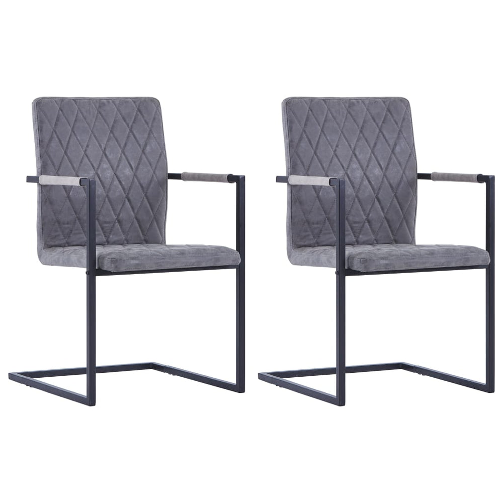 Cantilever dining chairs, 2 pcs., dark grey, artificial leather