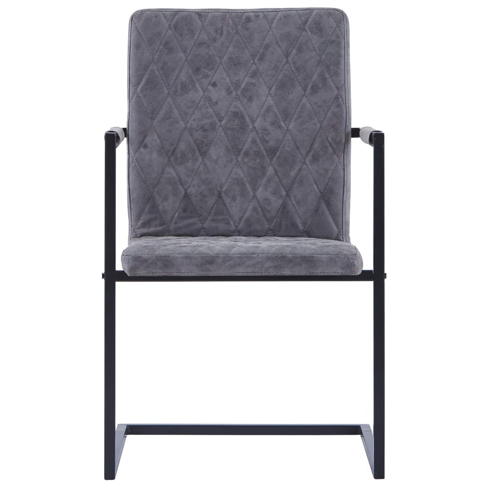 Cantilever dining chairs, 2 pcs., dark grey, artificial leather