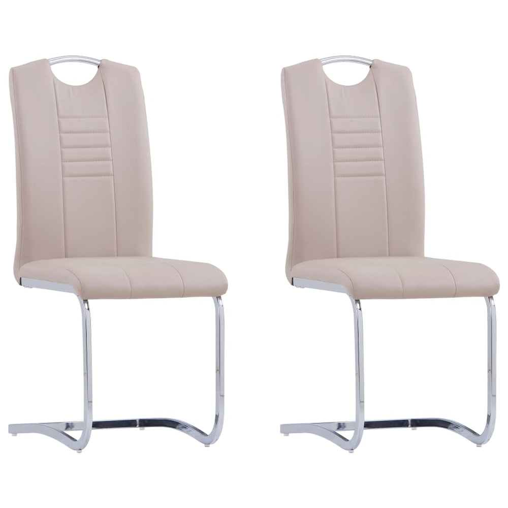 Cantilever dining chairs, 2 pcs., cappuccino, artificial leather