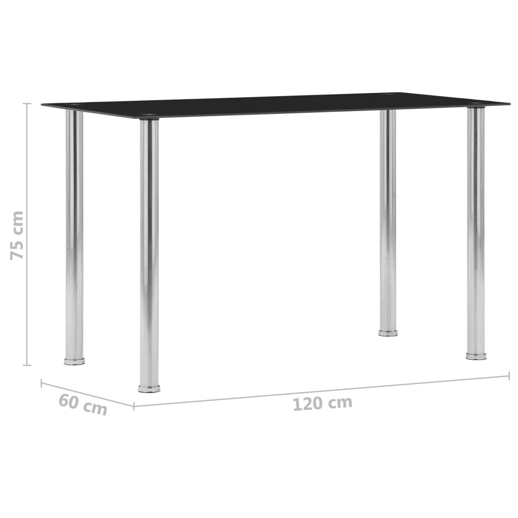 Valgomojo stalas, juodas, 120x60x75cm, grūdintas stiklas